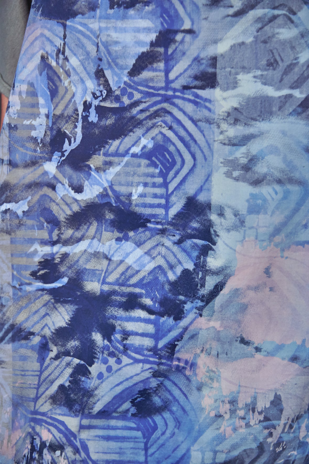 1255HD Art Tee Sage Blue Ethereal Abstract overdyed