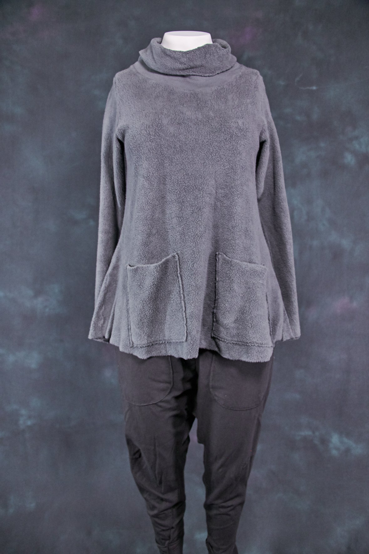 1246 Sherpa L/S Cowl Sweatshirt Smoked Glass-U