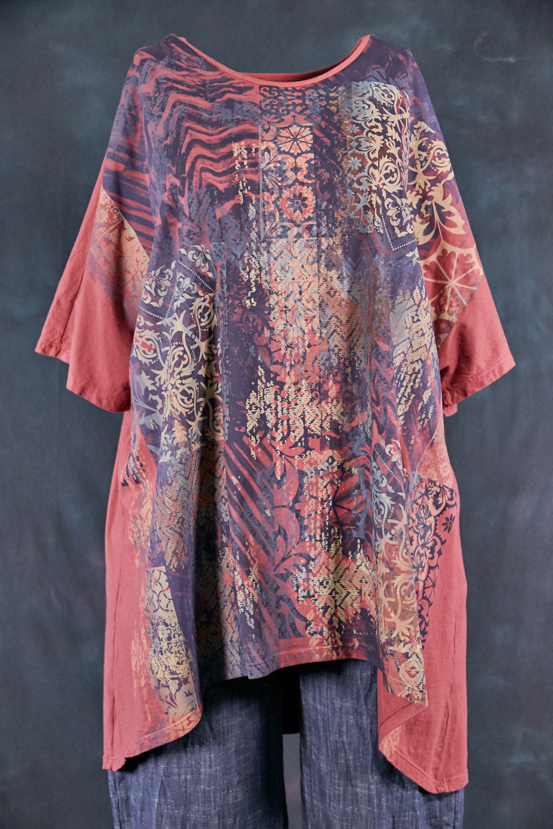 1581 Vertical Seamed Drawcord Tunic-Rose Canyon-Marrakesh-P