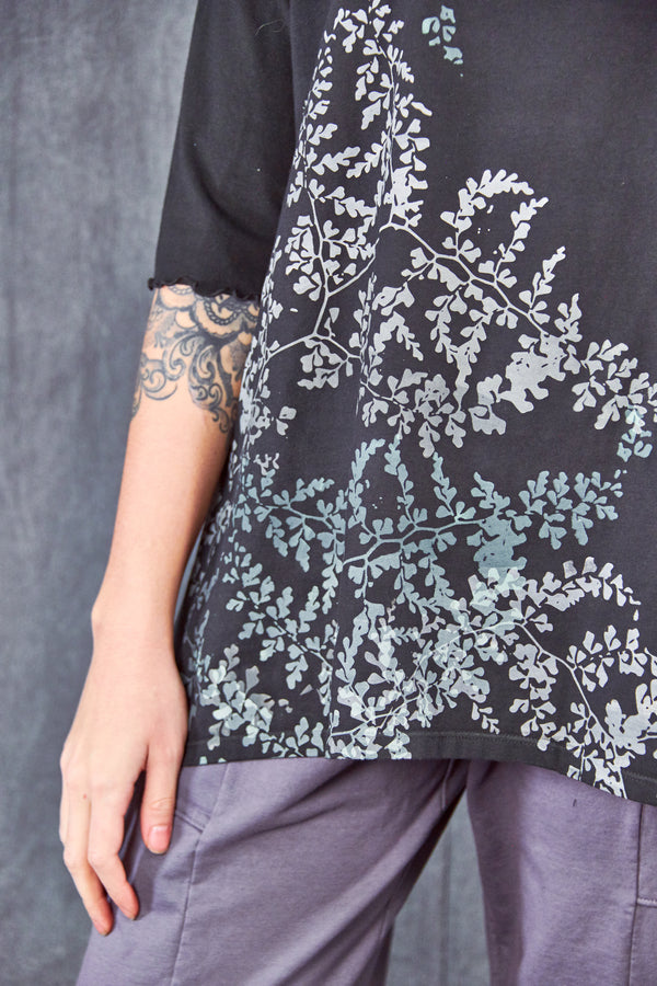 2139 Tree of Life Top Black Delicate Leaves-P - Blue Fish Clothing