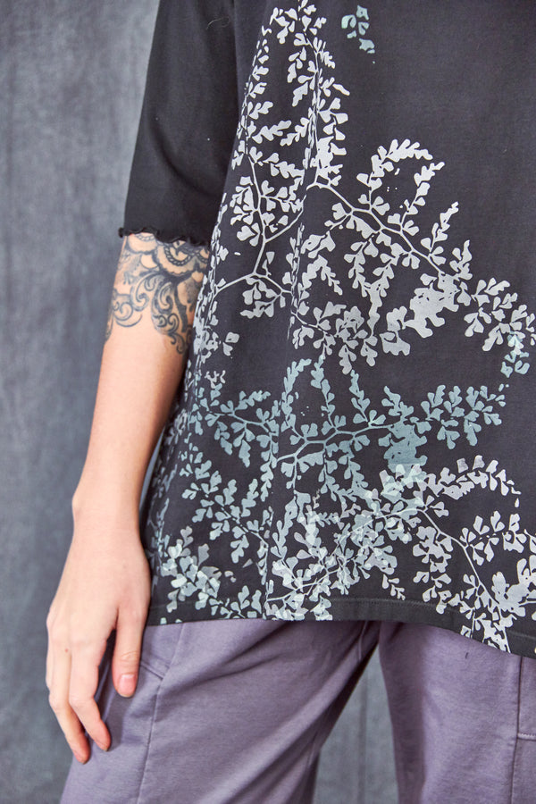 2139 Tree of Life Top Black Delicate Leaves-P - Blue Fish Clothing