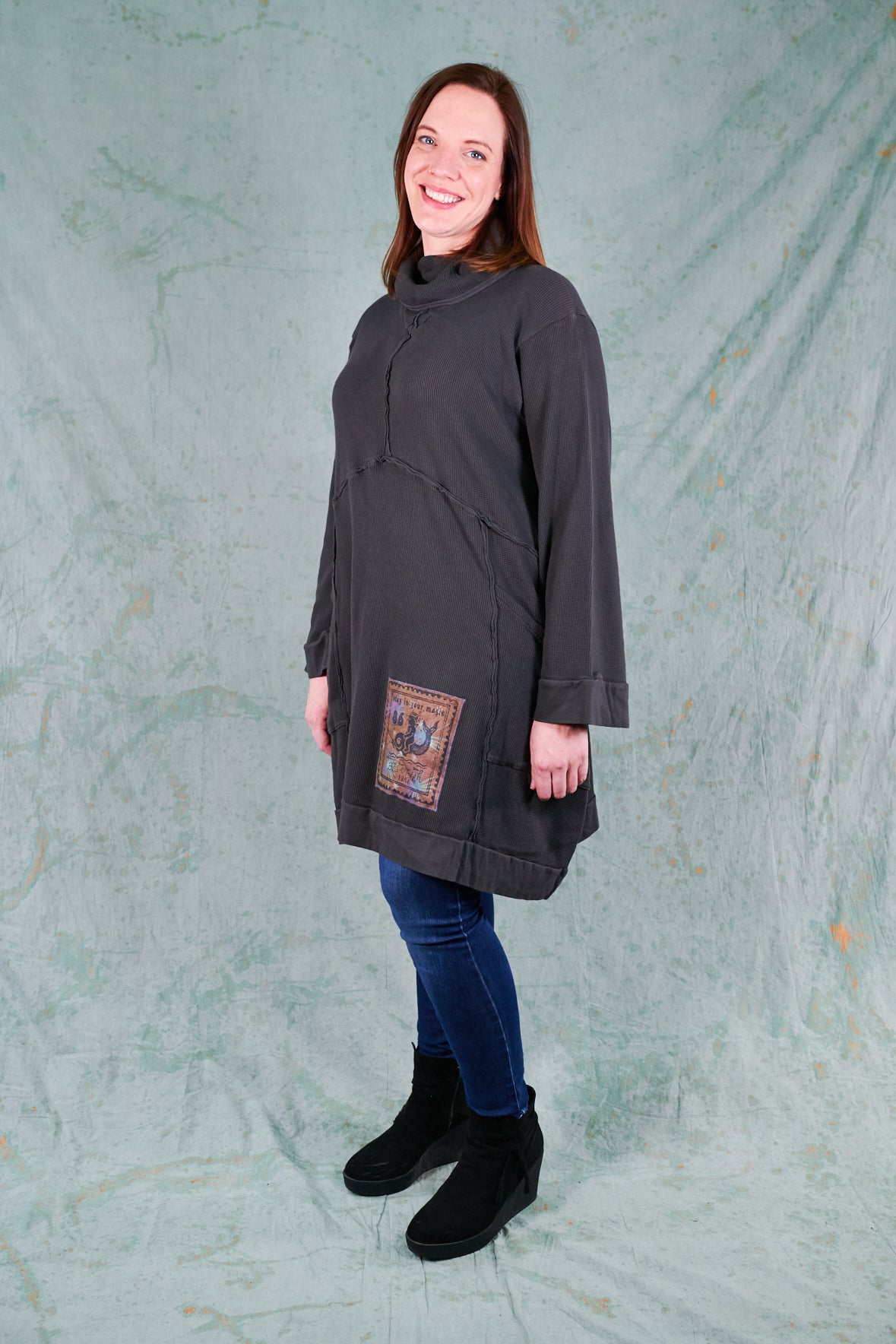 2207 Thermal Travel All Roads Tunic-Stone-Patched