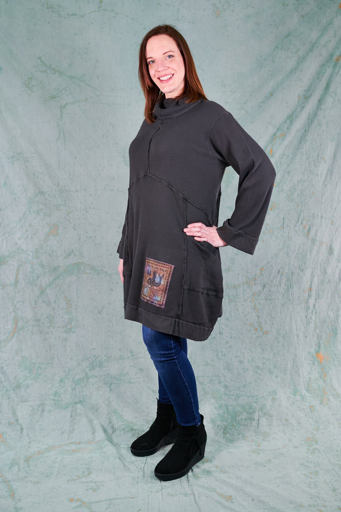 2207 Thermal Travel All Roads Tunic-Stone-Patched