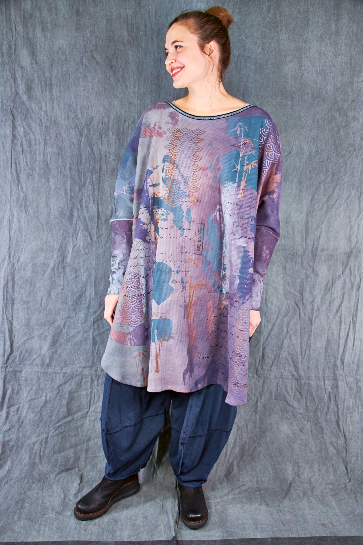 2251HD Hand Dyed Natural City Tunic-Tourmaline Poetry Journal-P