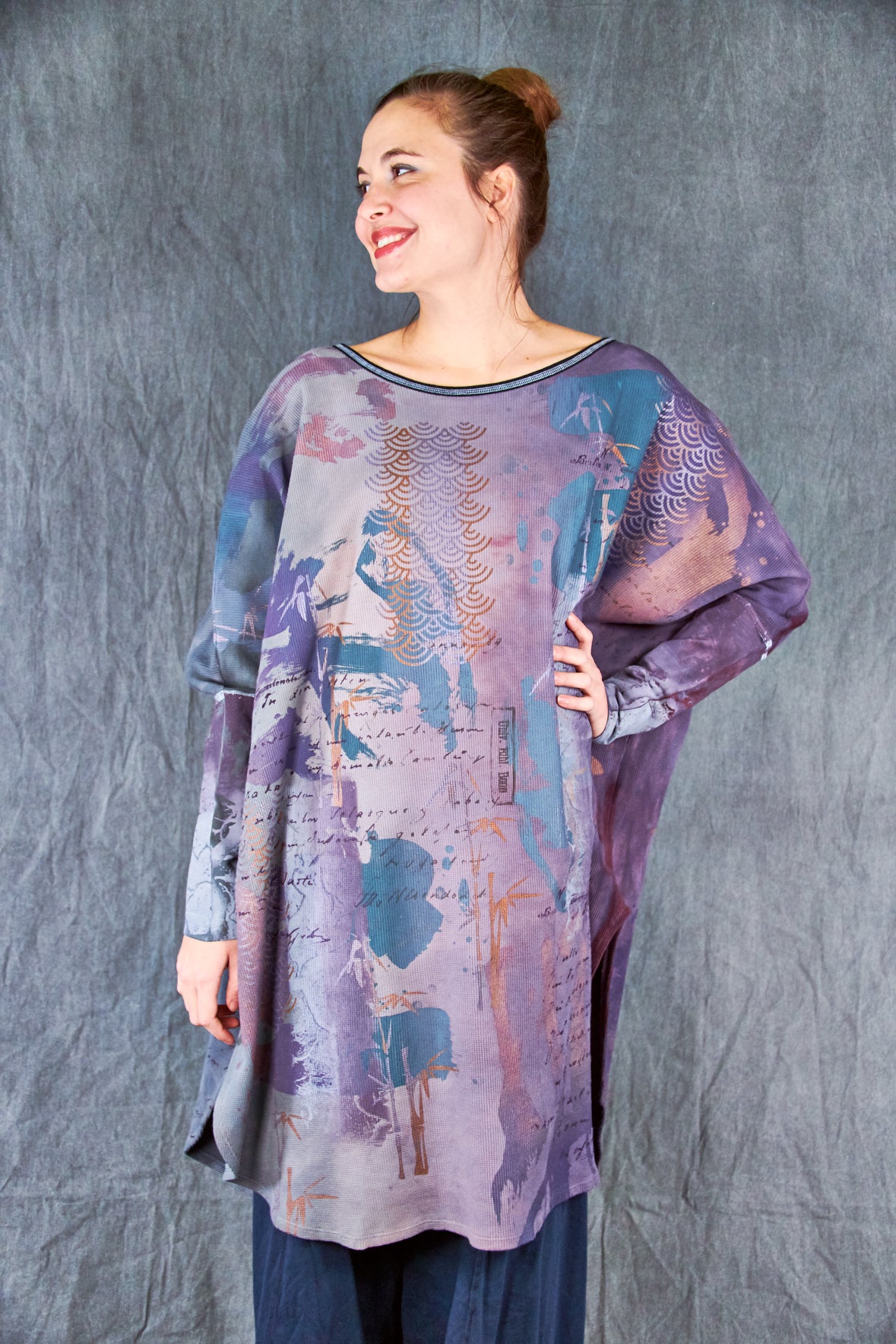 2251HD Hand Dyed Natural City Tunic-Tourmaline Poetry Journal-P
