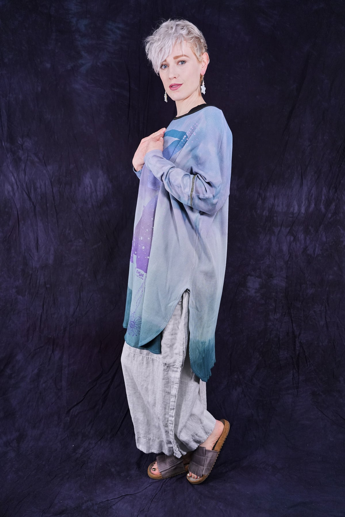 2251HD Natural City Tunic Hand dyed Blue Flight