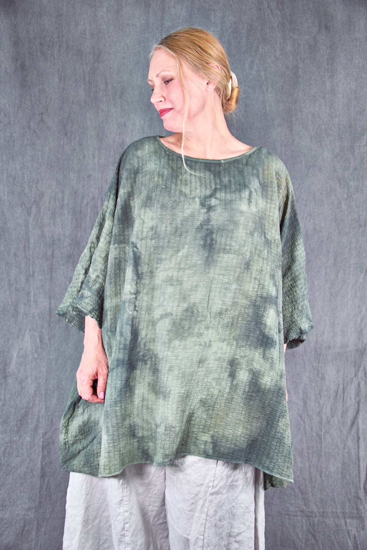 2282 Hand Dyed Ana Tunic -Shade Forest