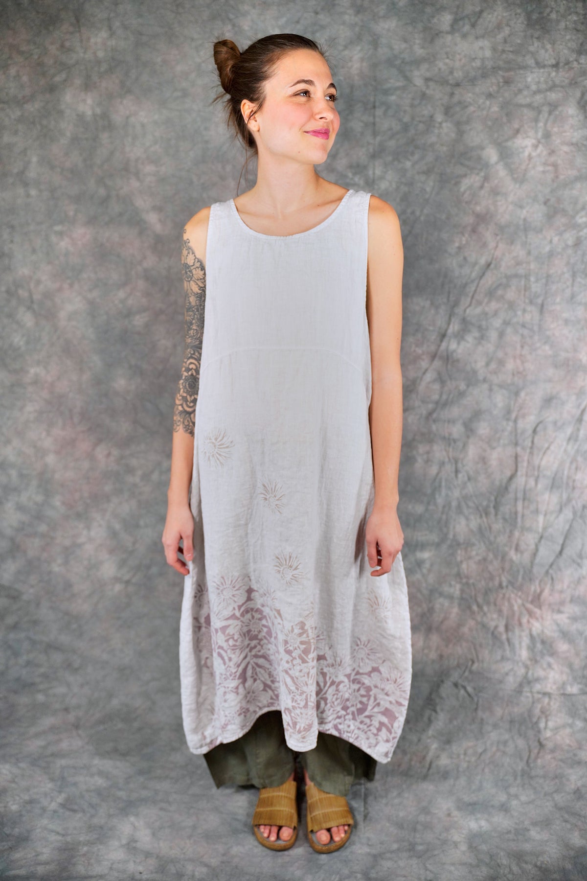 2337 Linen Sundress Fog-P - Blue Fish Clothing
