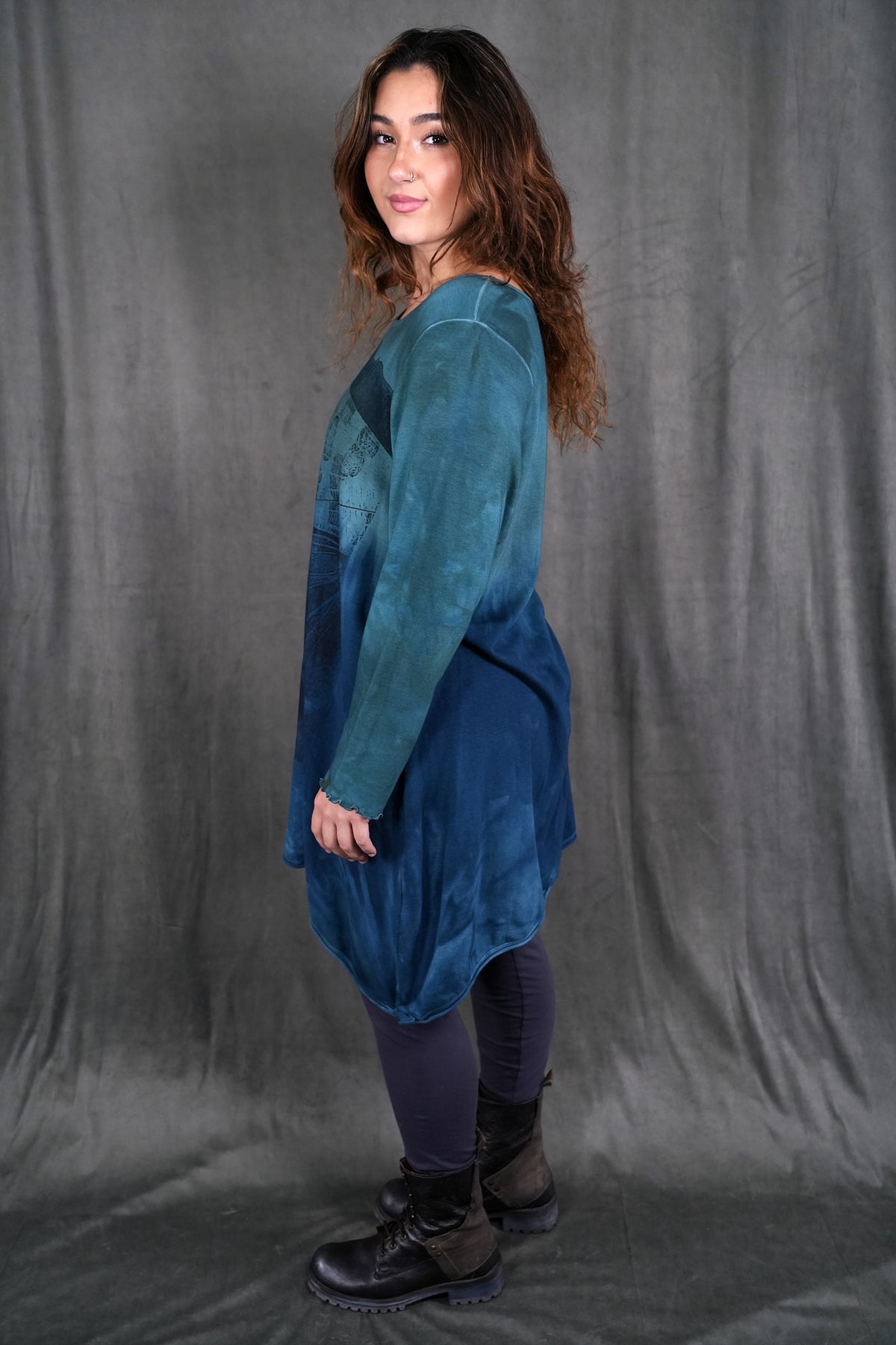 2348HD Winter Soft Cotton Knit Tunic-Teal Winged IV