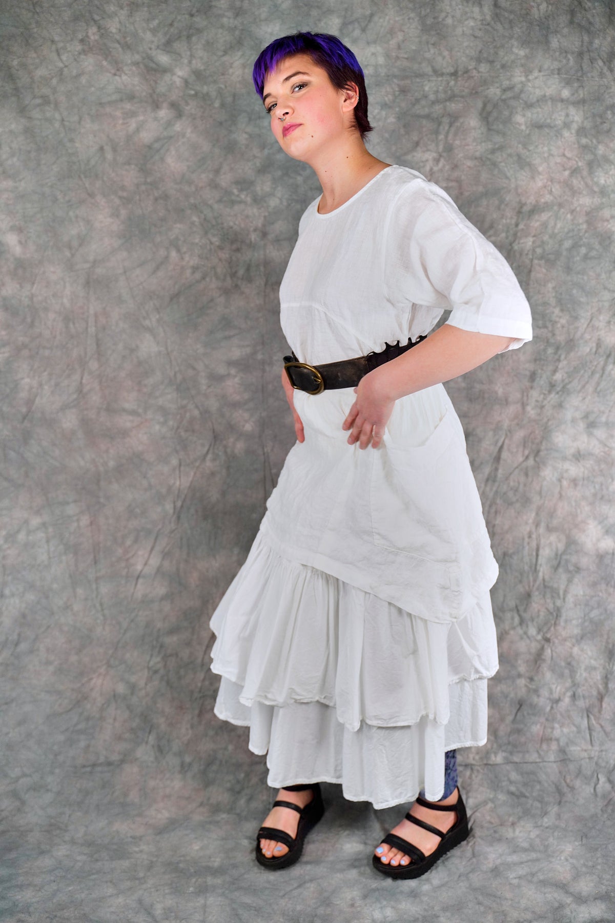 4186 Cottage Tiered Skirt White-U
