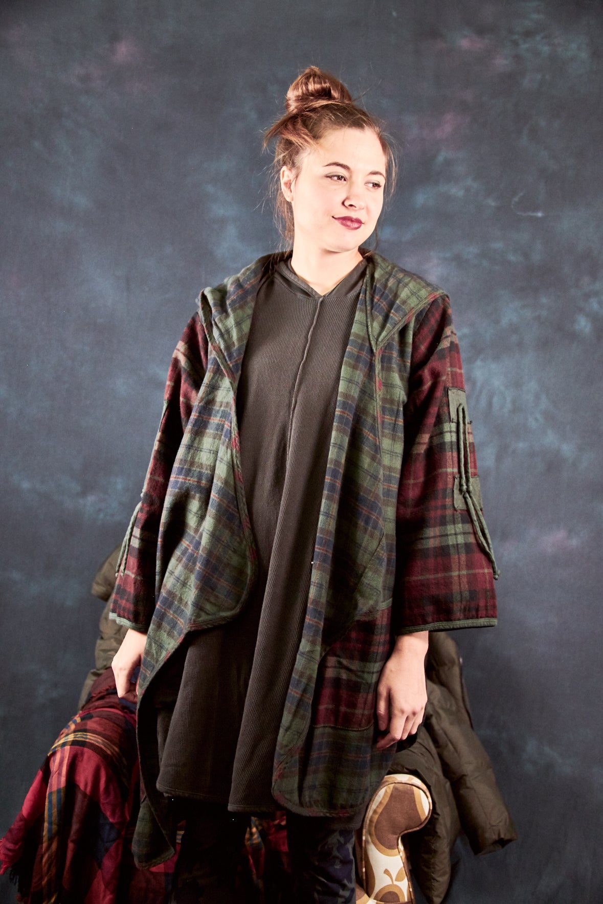 5104-Plaid Flannel Jacket-Night Forest-U