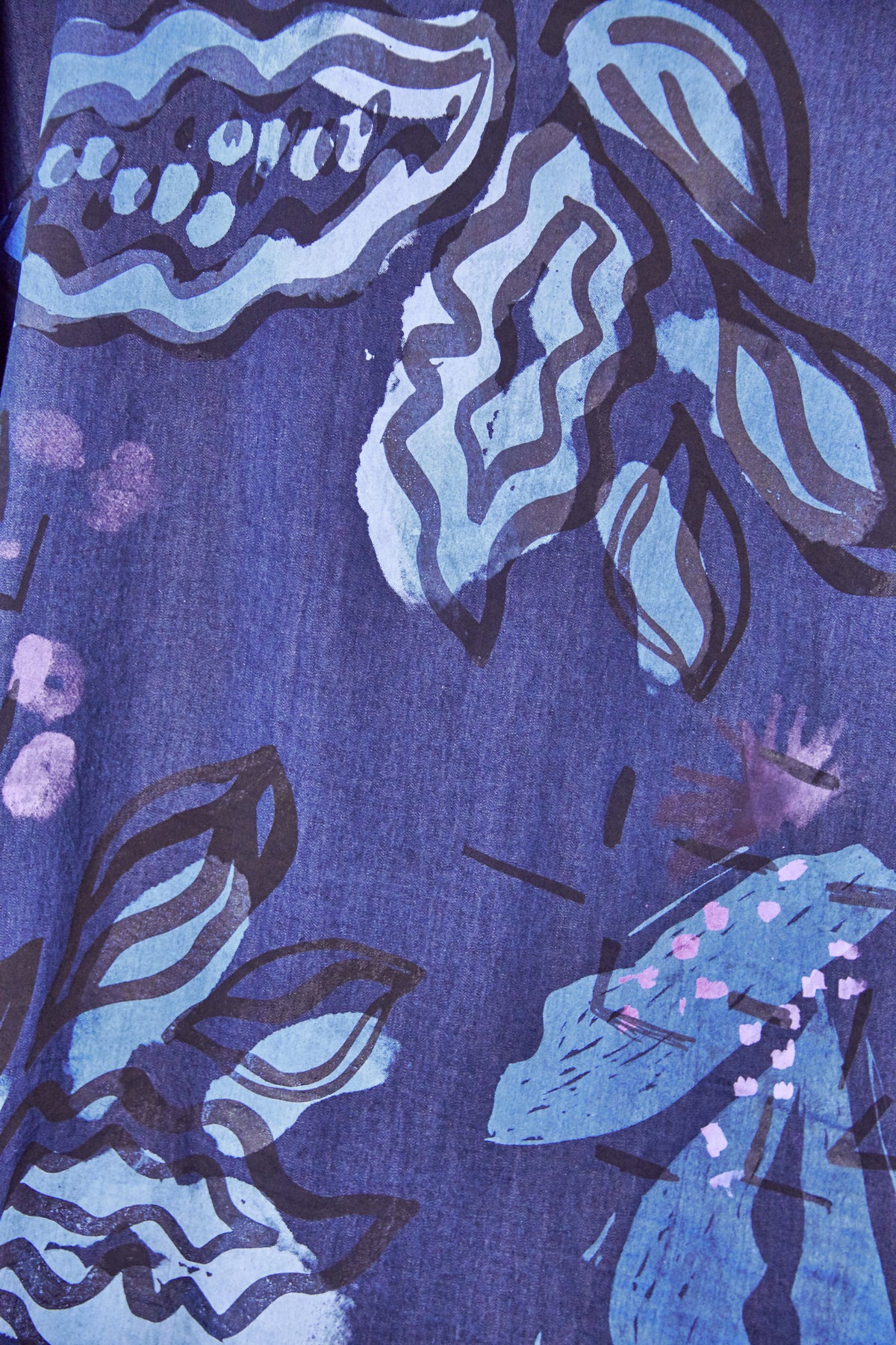 5276A-Long Tencel Denim Kimono-Blue Ink-Blues Garden