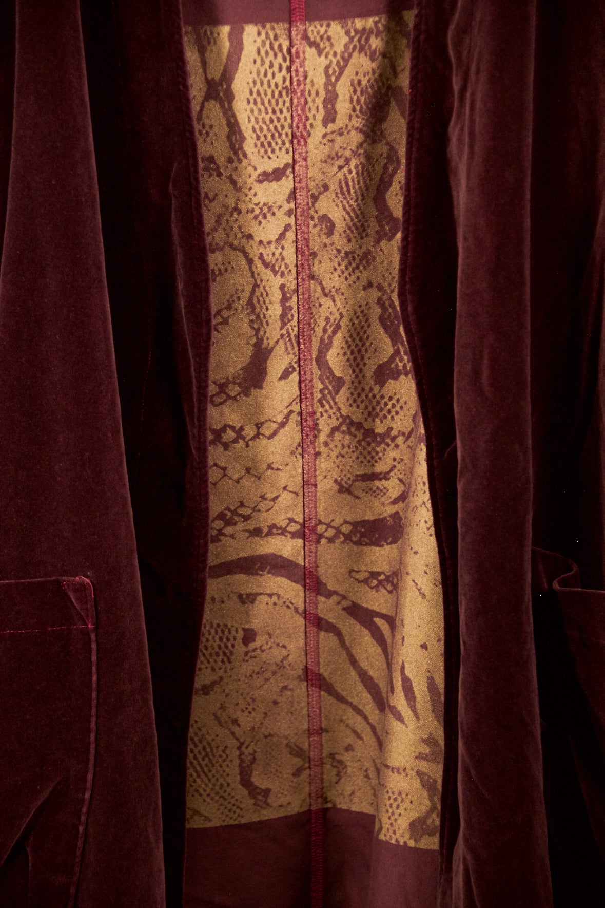 5282 Handprinted Cotton Velvet Coat-Incense Brown