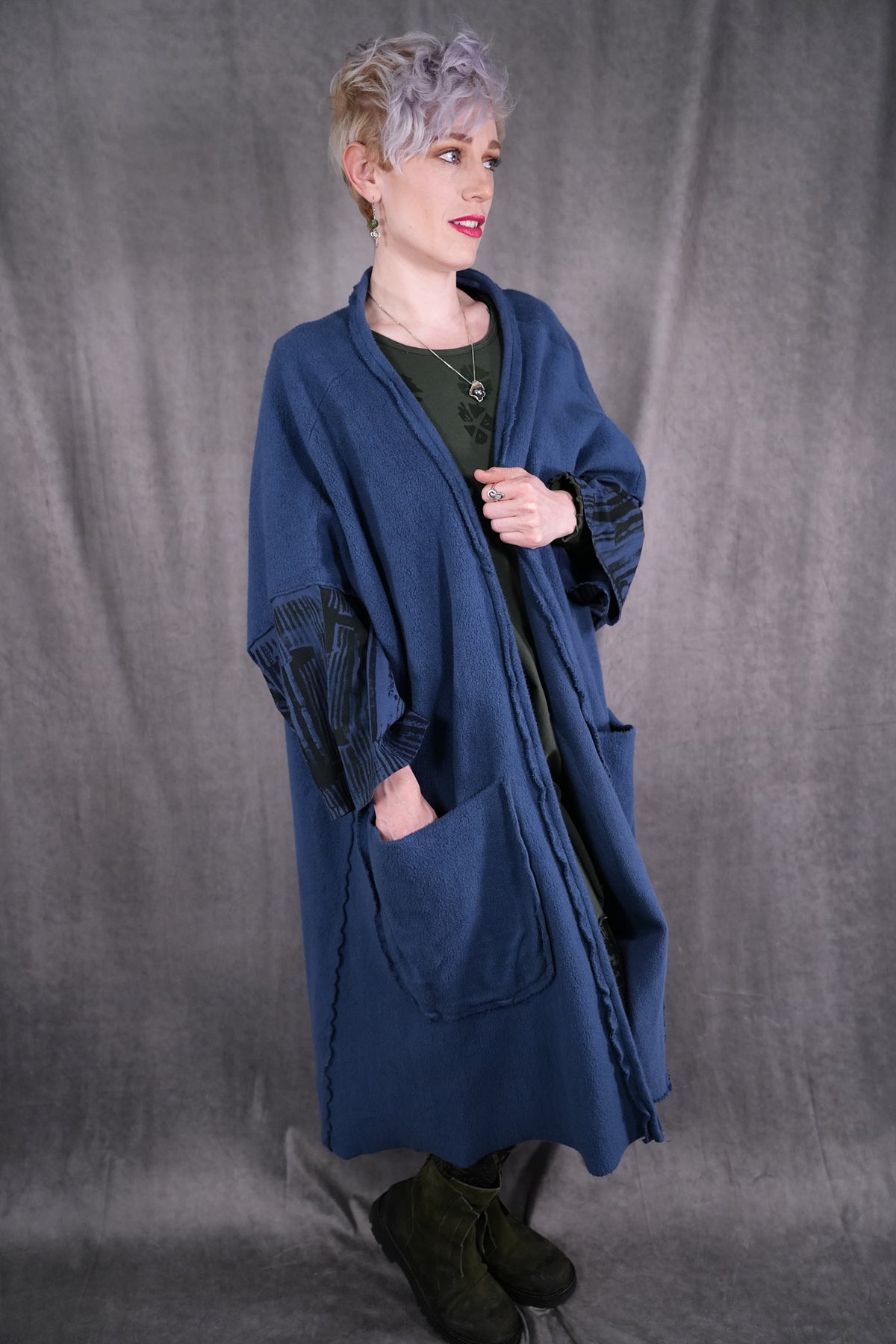 5295 Sherpa Kimono Vintage Indigo-P