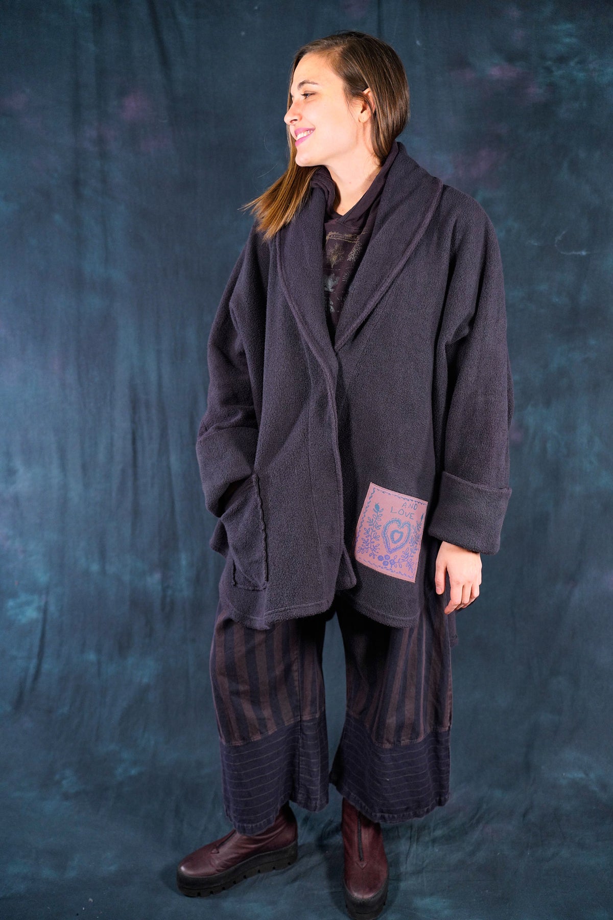 5301 One Button Sherpa Cardigan Shadow-Patched