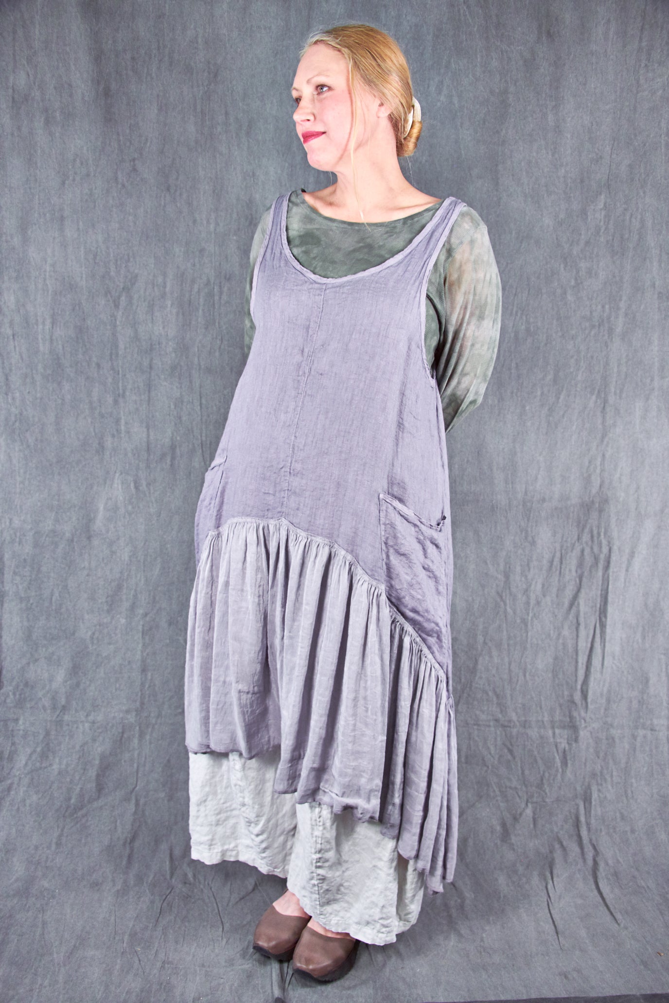 6199 Hemp Silk Linen Frock-Purple Dusk-U - Blue Fish Clothing 6199 Hemp Silk Linen Frock-Purple Dusk-U - Blue Fish Clothing