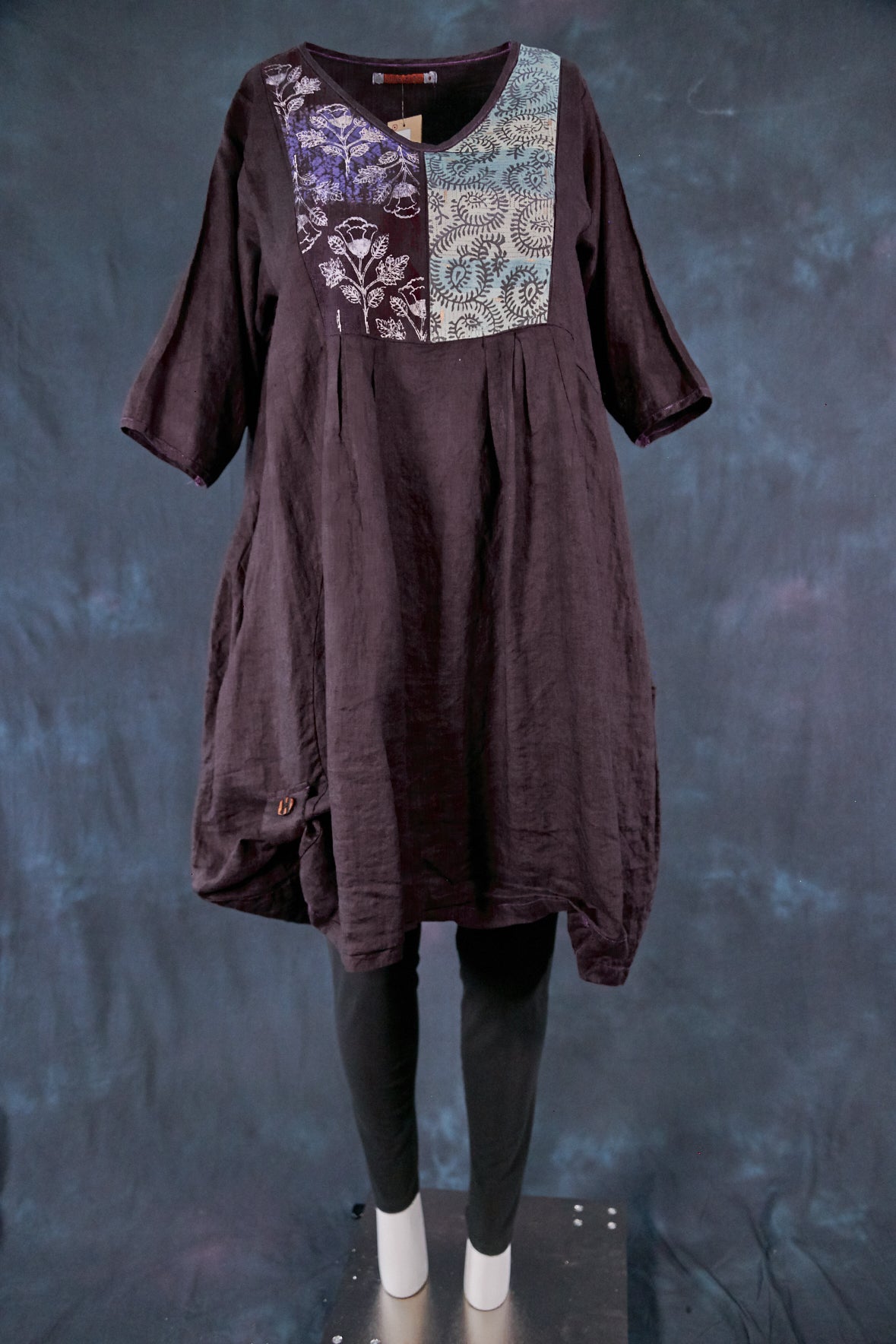 7158 Lucky Linen Dress Black Cherry-P - Blue Fish Clothing 7158 Lucky Linen Dress Black Cherry-P - Blue Fish Clothing