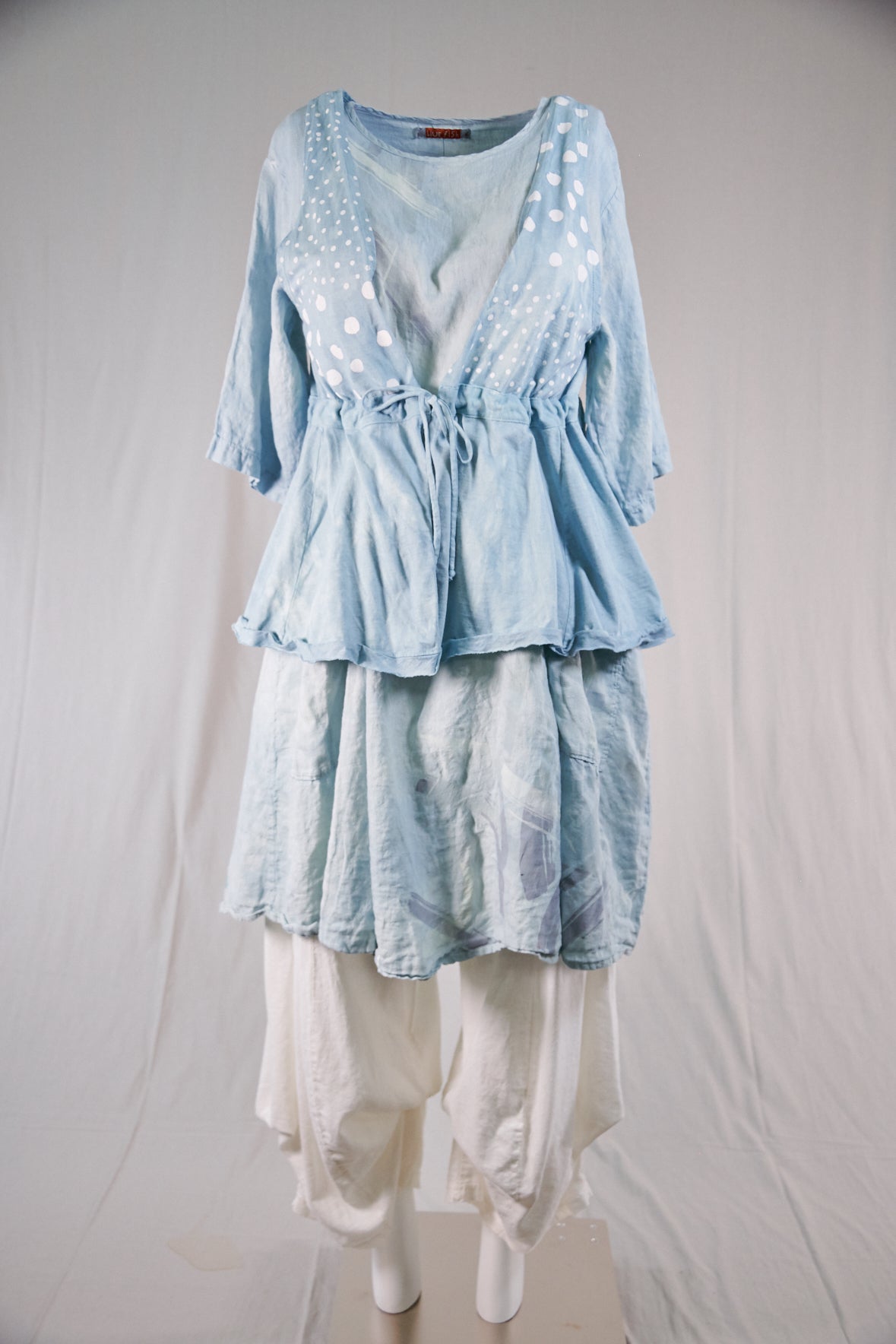 7212 Hand Dyed Linen Summer Dress-Blue Sky-P