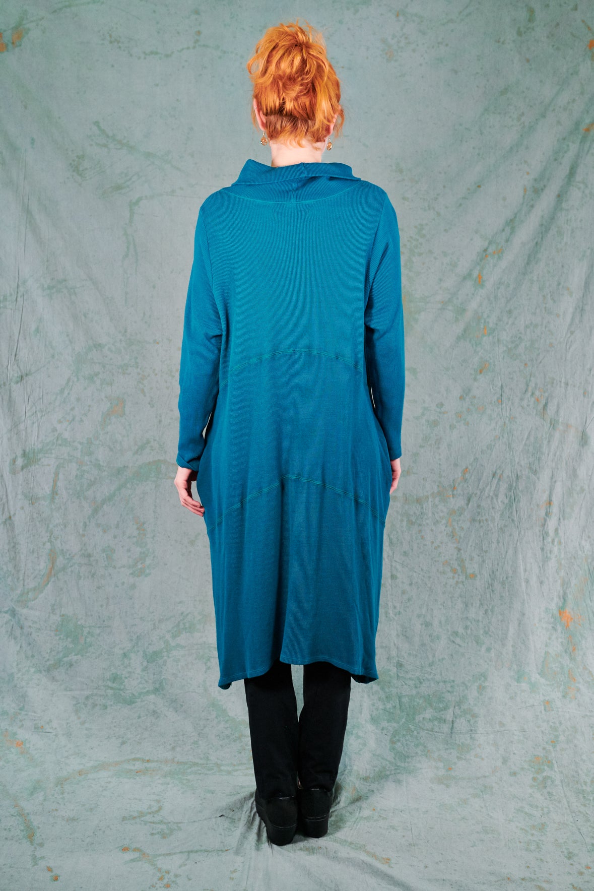 7220 Druid Cowl Dress-Turquoise-U