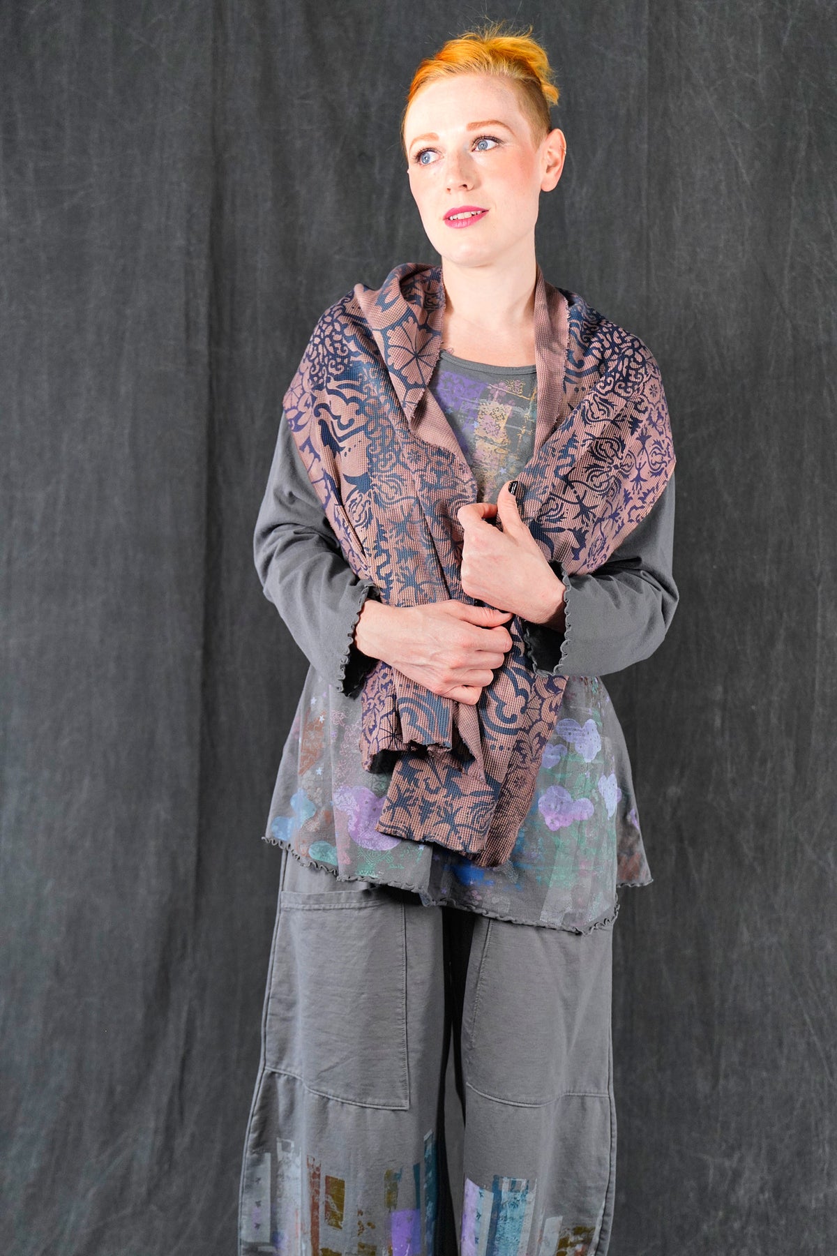 8001 Hand-Dyed Thermal Scarf Taupe-P