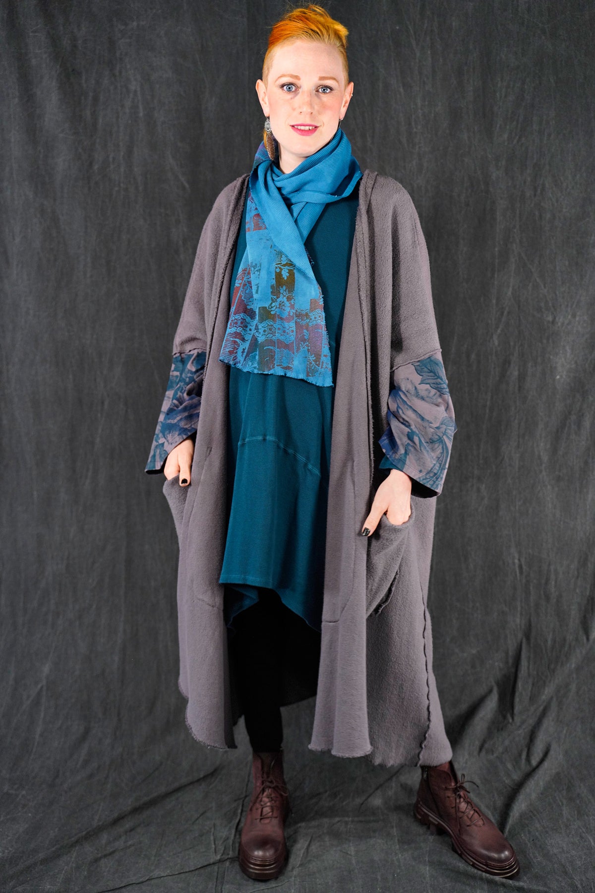 8001 Hand-Dyed Thermal Scarf Teal-P