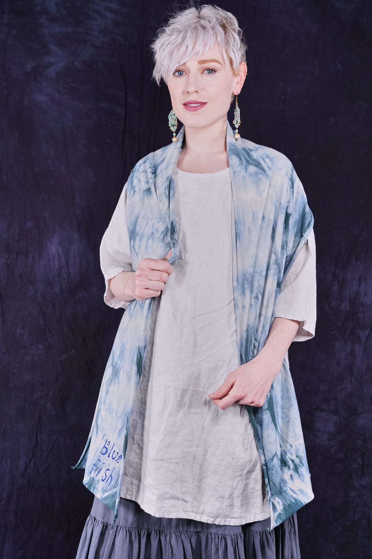 8125 Hand Dyed Scarf Cyanotype-P