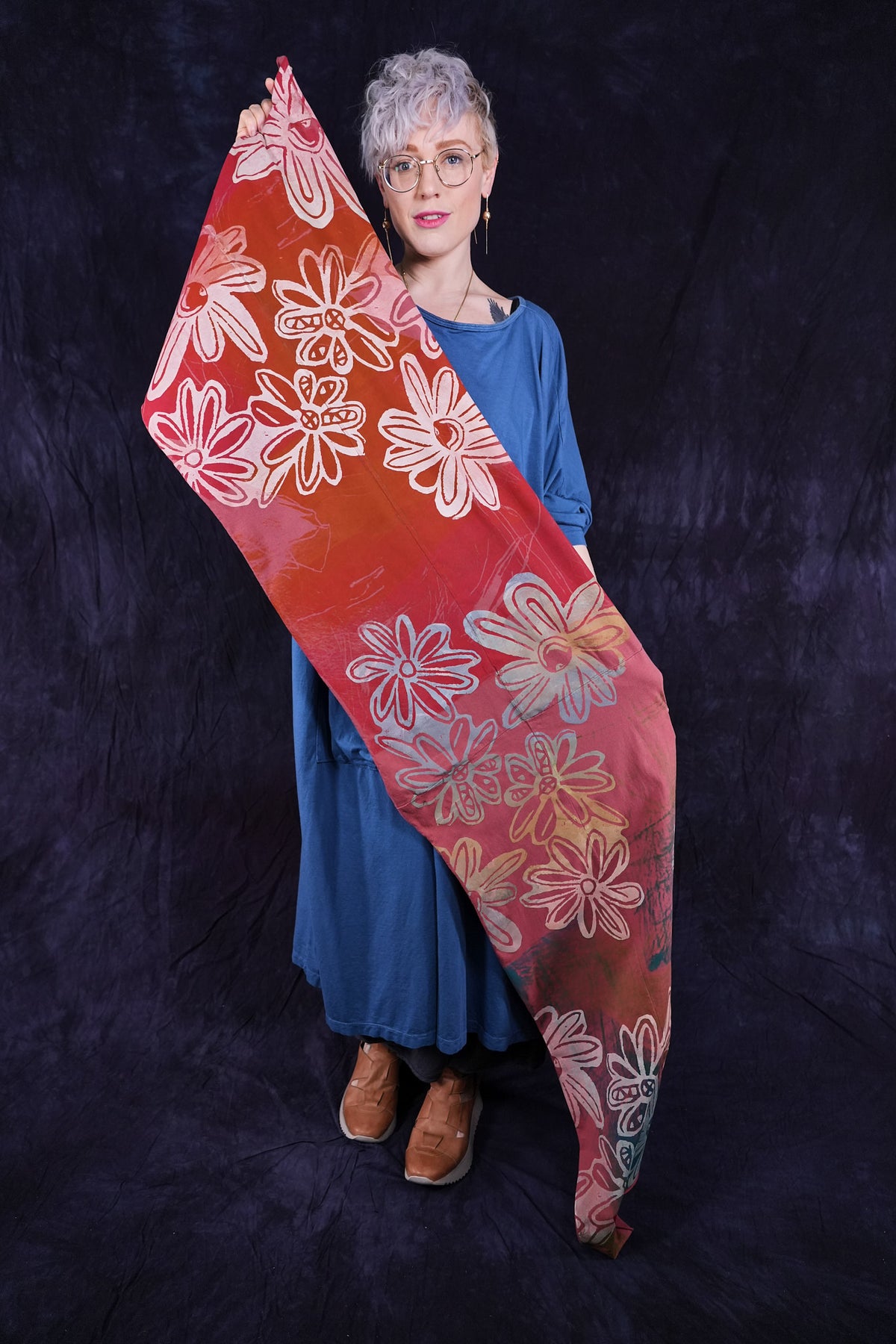 8161 Organic Cotton Painted Scarf Painted Desert