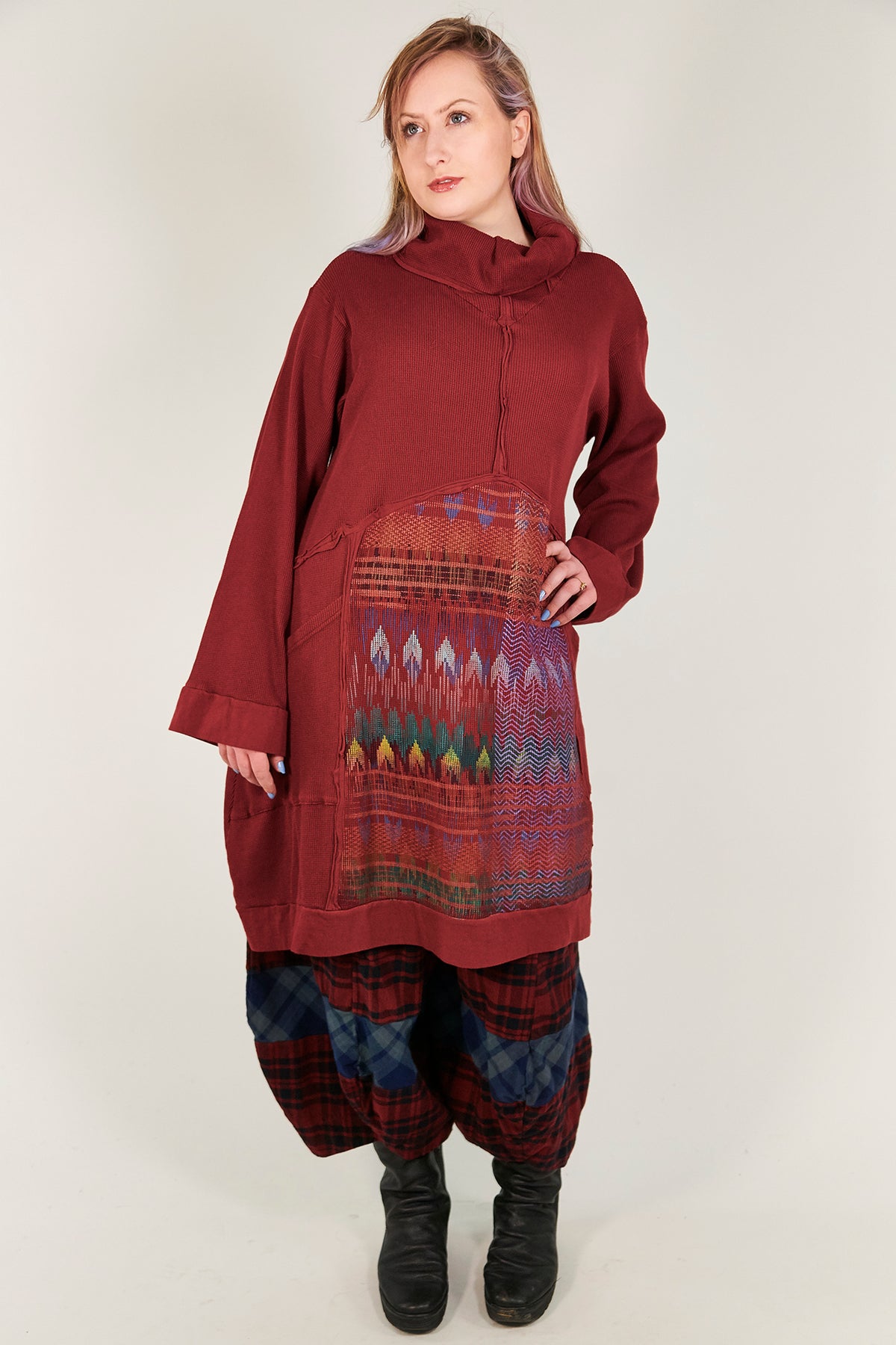 2207 Thermal Travel All Roads Tunic-Sangria-P