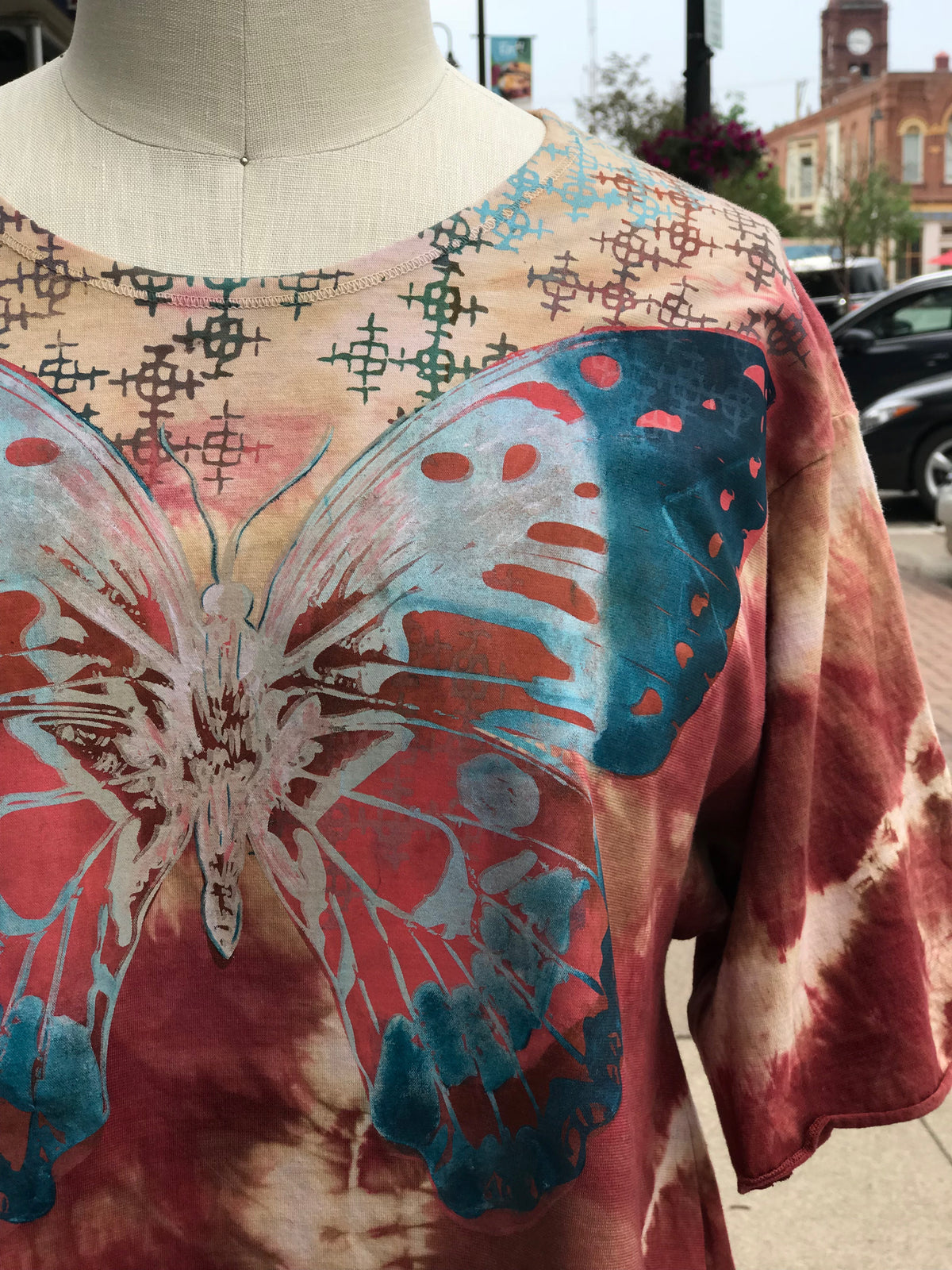 1239 The Marcy Top Rust Butterfly print