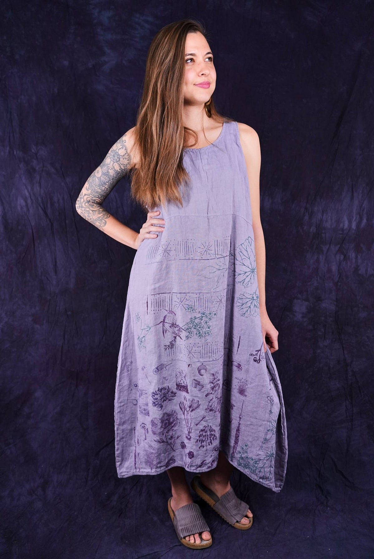amethyst linen dress Amethyst Purple Linen Dress, Summer Linen Dress, Linen Midi Dress, Formal Dress, Best Linen Clothing Plus Size, Dress for Women, 2XL / Night Blue