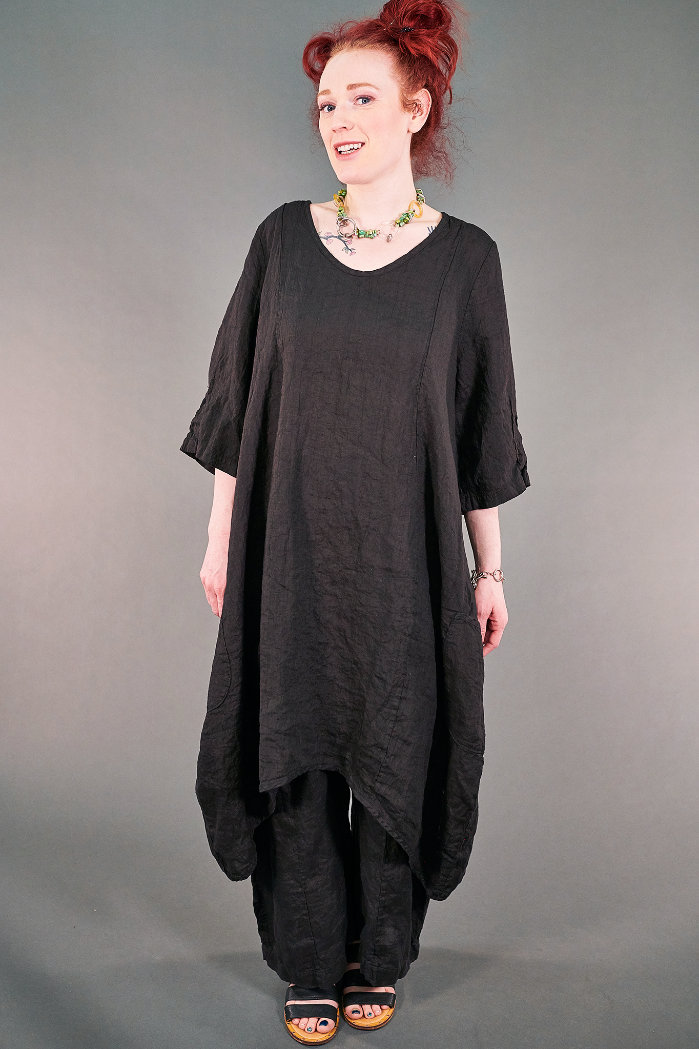 2299 Cloud Linen Dress Magpie Black-U