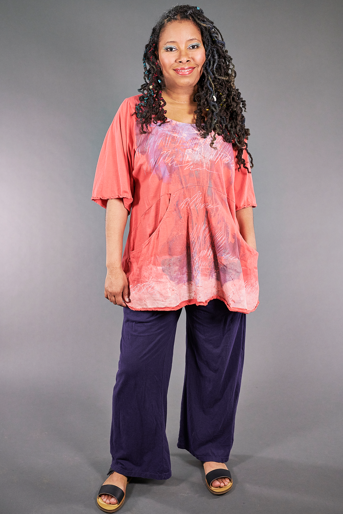 2187-2  Be Here Now Tunic Coral-P
