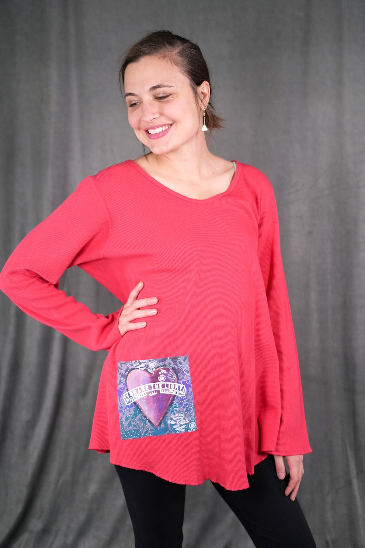 V1312 Sweetheart Thermal A-Line Top Hot Pink-P