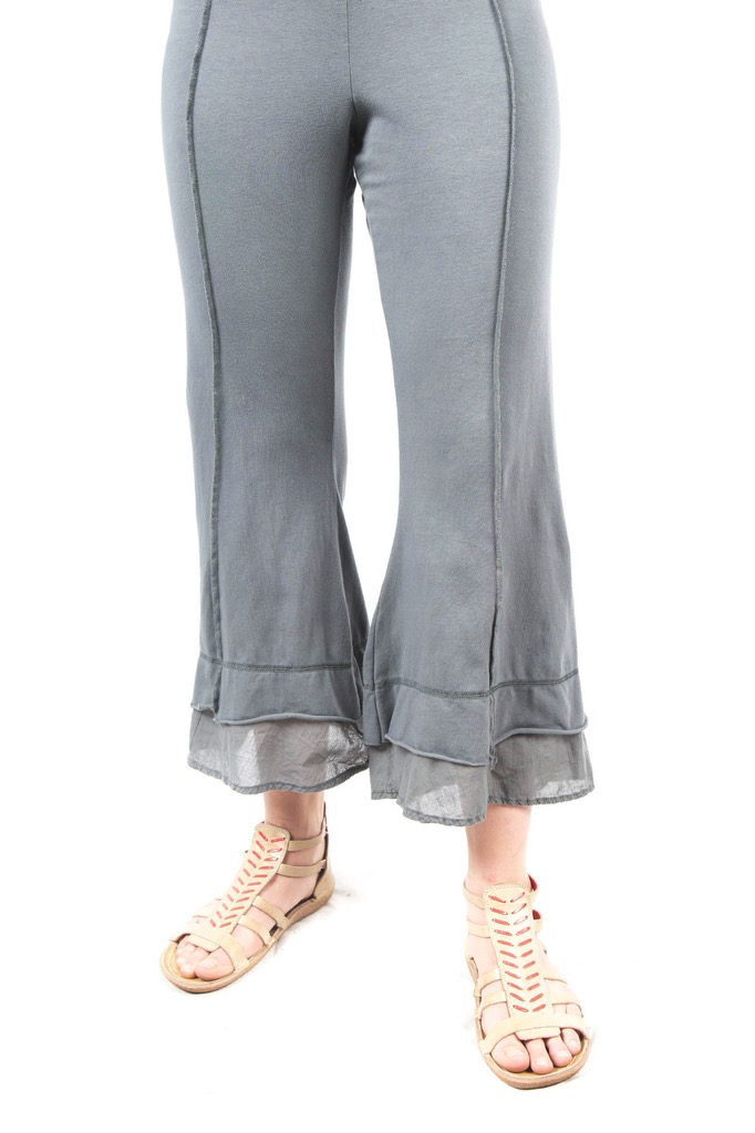 Summer Tiered Crop Pant Grey Green UnPrinted CLEARANCE $48.