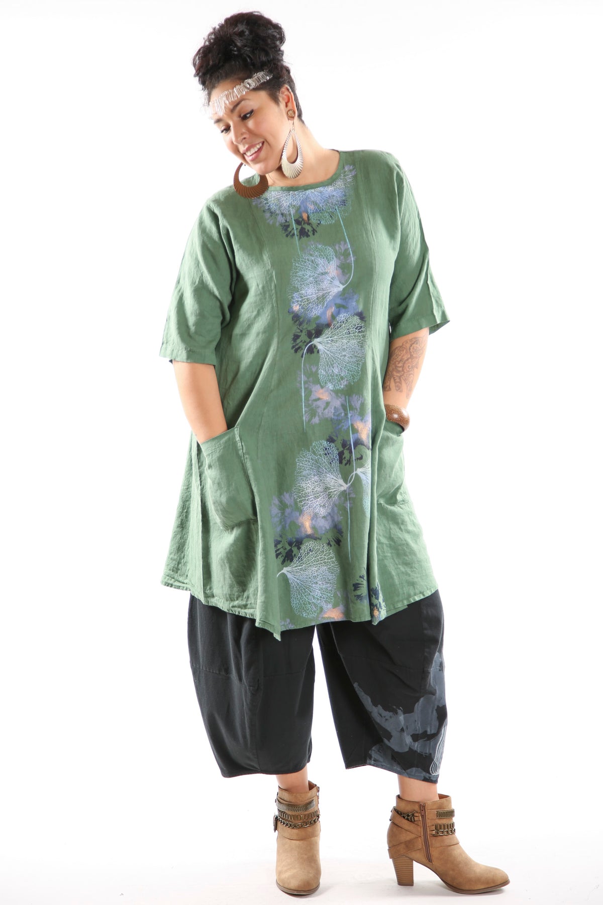 Beautiful Days Linen Dress-Seaweed 7212-Unprinted