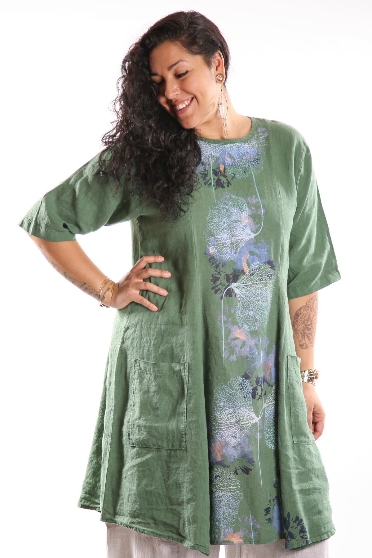 Beautiful Days Linen Dress-Seaweed 7212-Unprinted