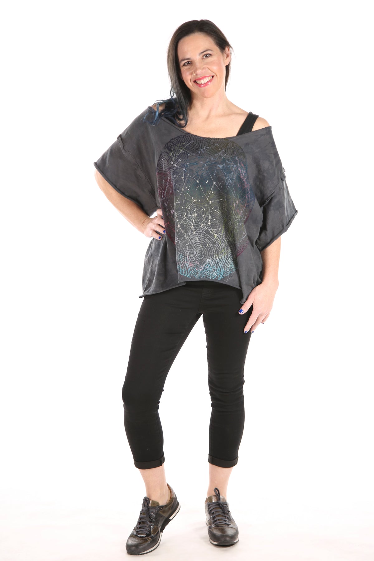 2295 Deconstructed Art Tee Hand Dyed- Night/Black