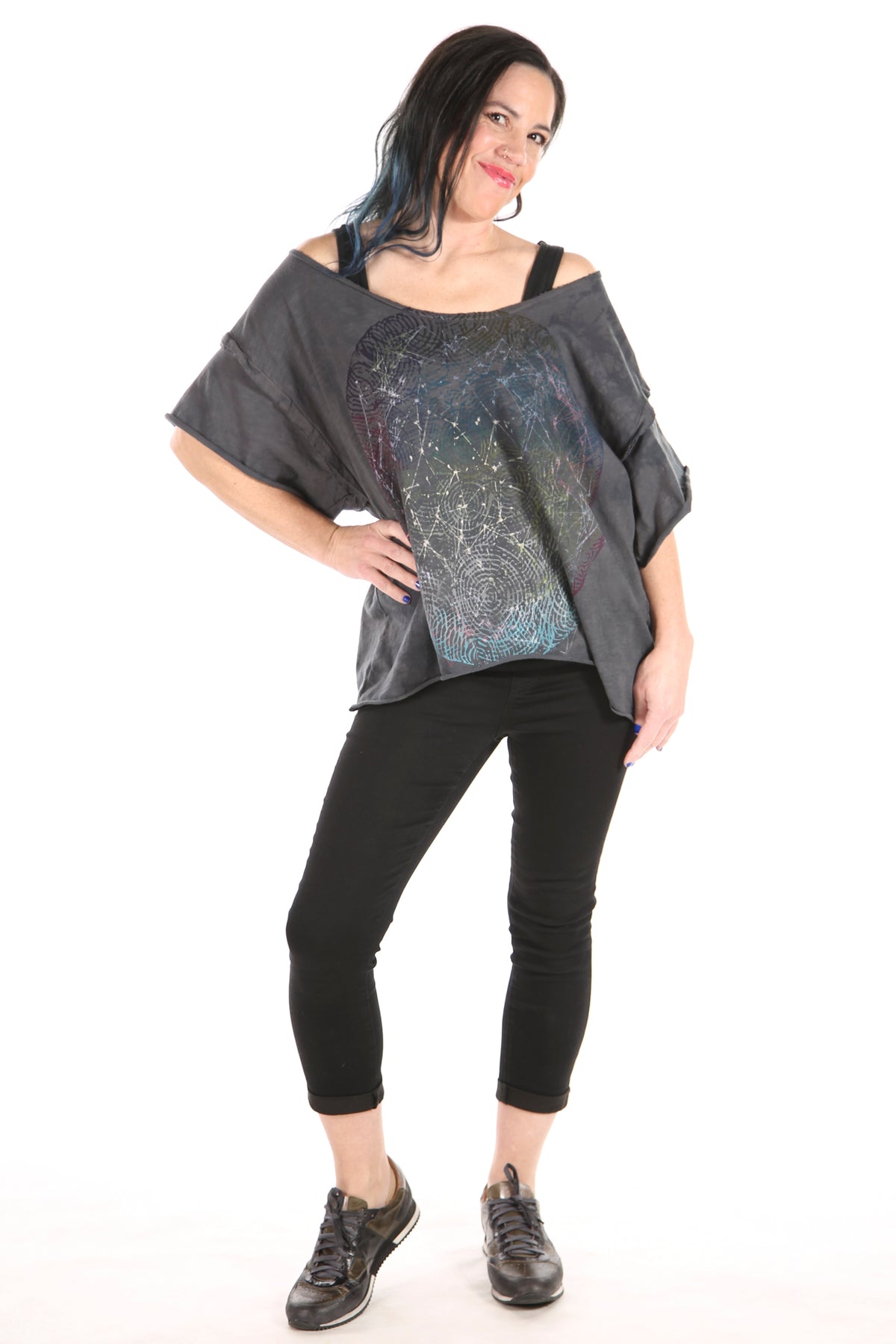 2295 Deconstructed Art Tee Hand Dyed- Night/Black