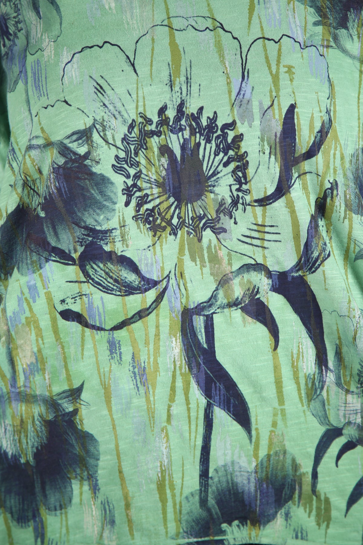 2295 Deconstructed Art Tee Hand Dyed Fresh Herb Print-P