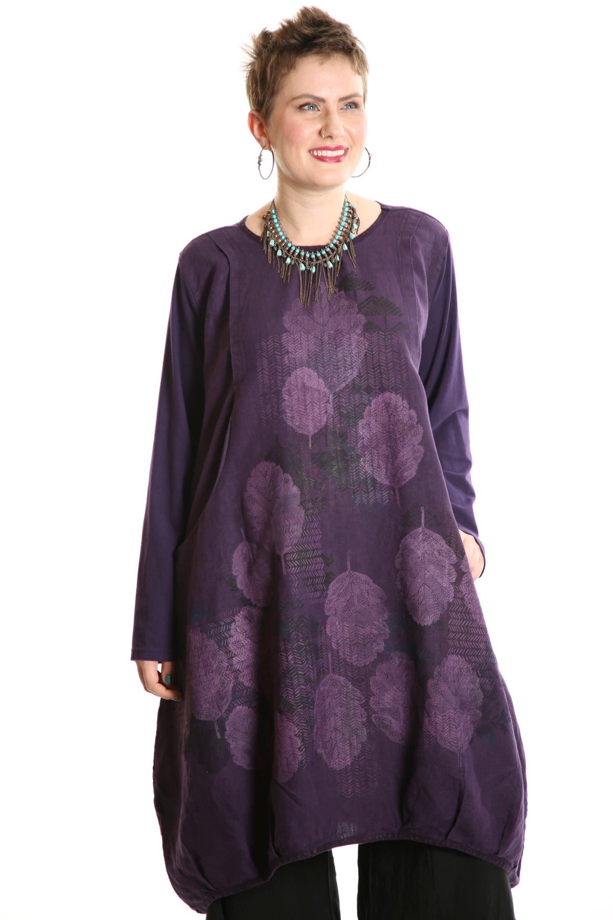 7205 Studio Dress Royal Purple -Autumn Leaves-P
