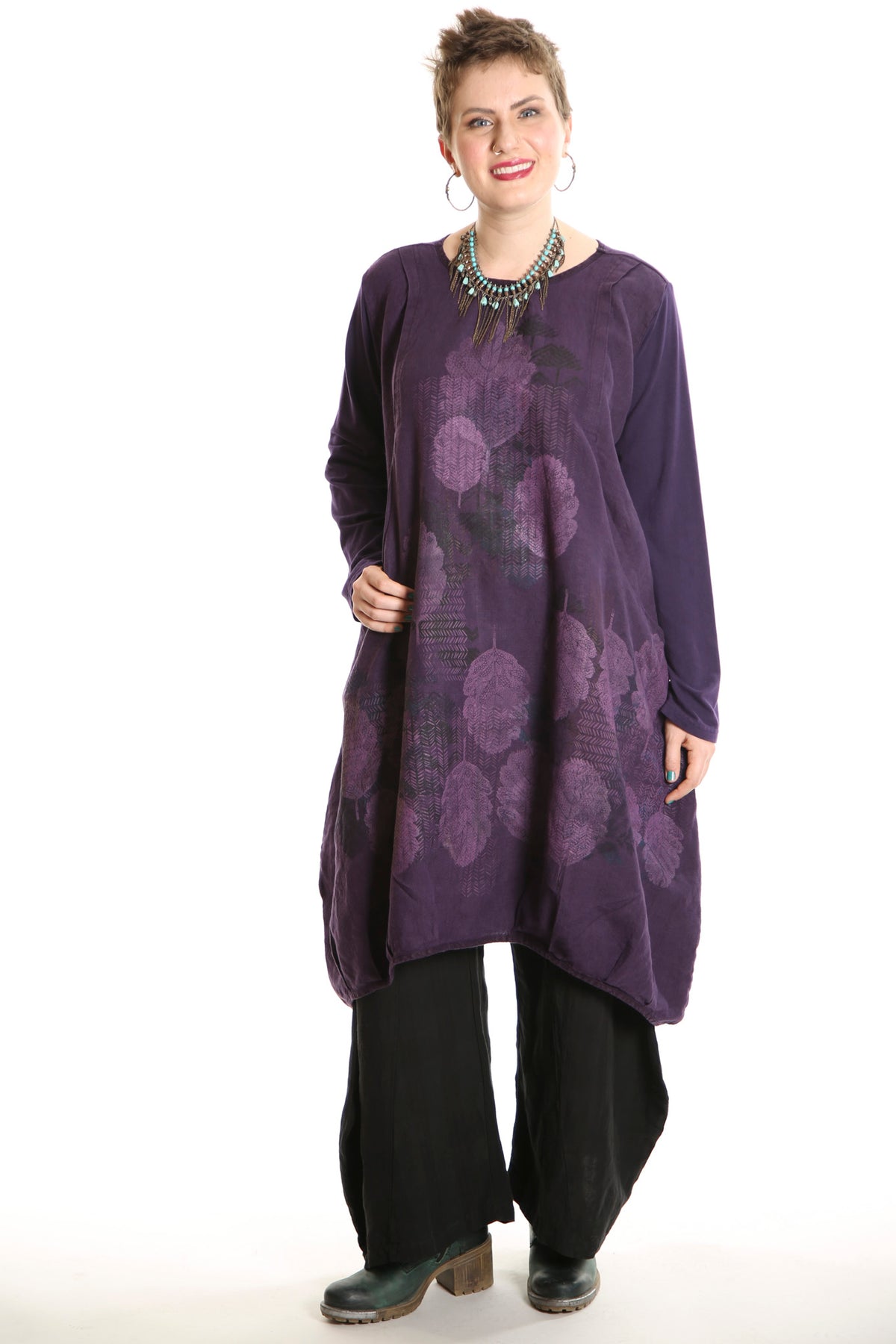 7205 Studio Dress Royal Purple -Autumn Leaves-P