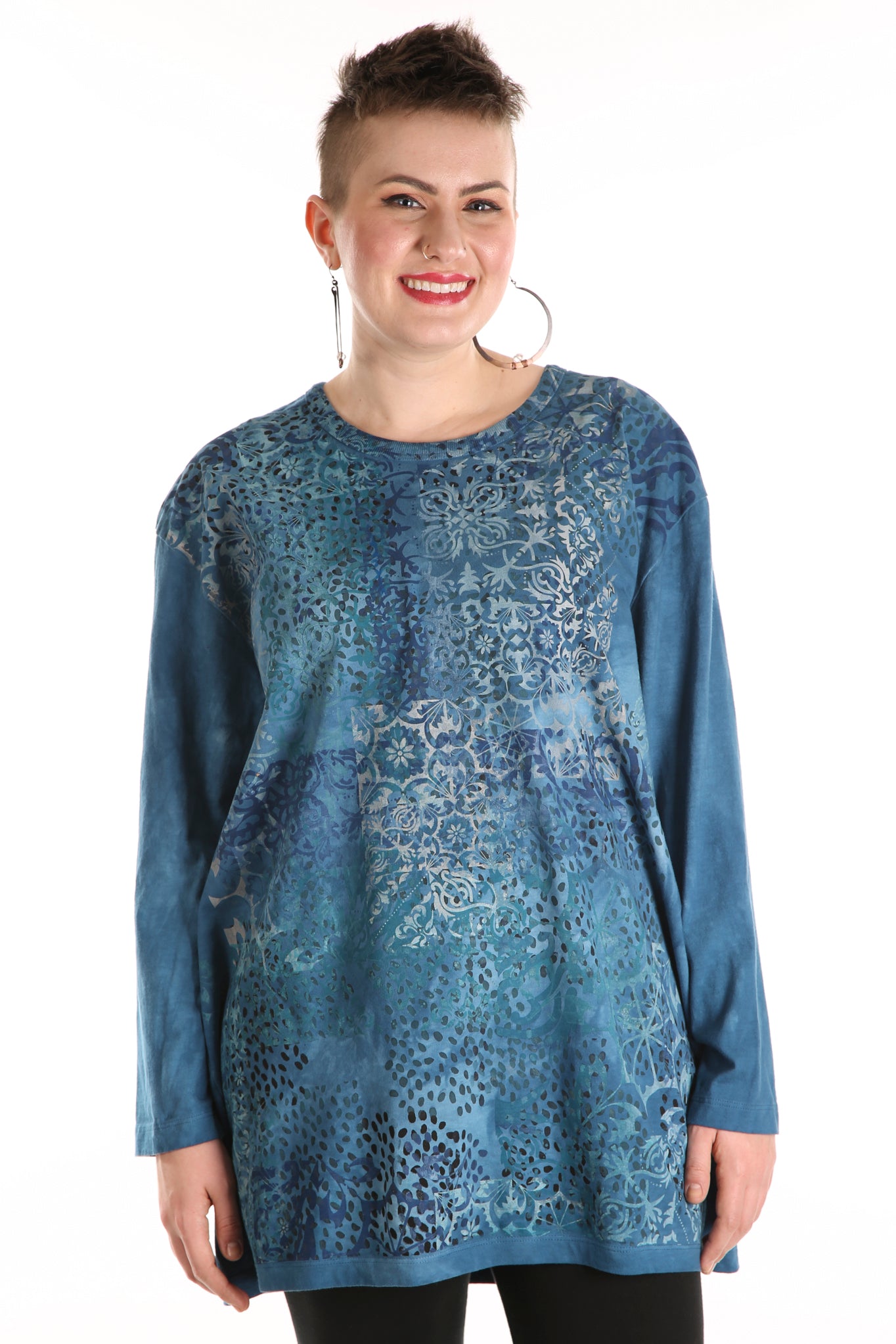 1157HD- L/S Hand Dyed Studio Tee Oceanic Printed
