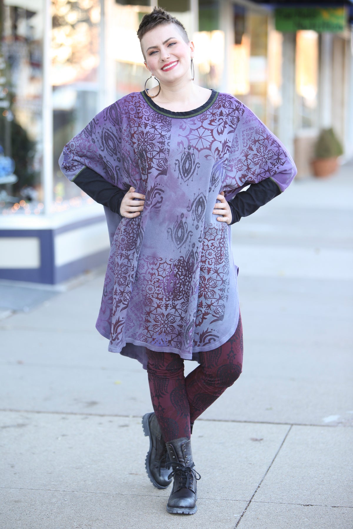 2251HD  Natural City Tunic Violet Hand Dyed &#39;Purples Dreaming&#39;