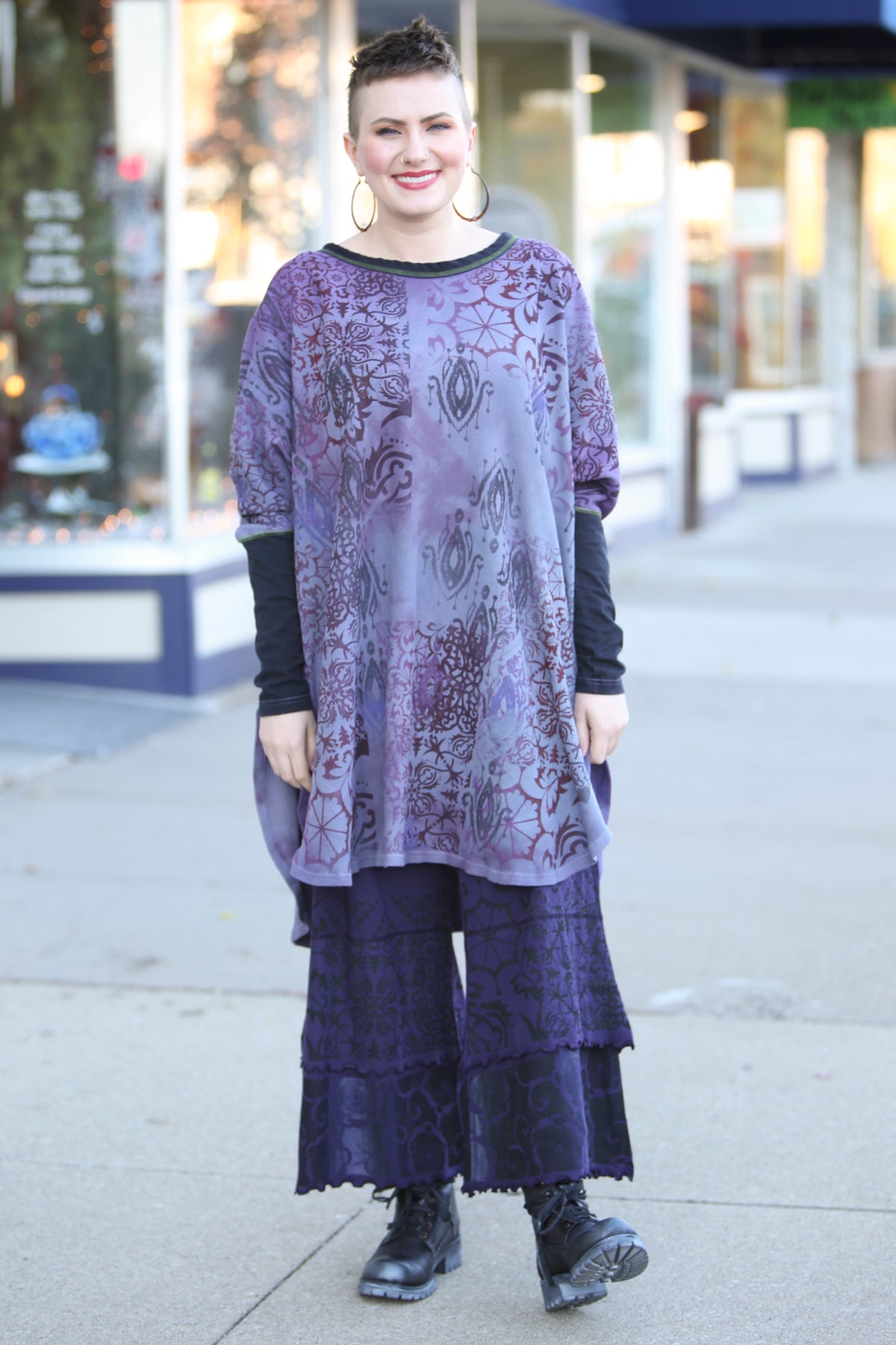2251HD  Natural City Tunic Violet Hand Dyed &#39;Purples Dreaming&#39;