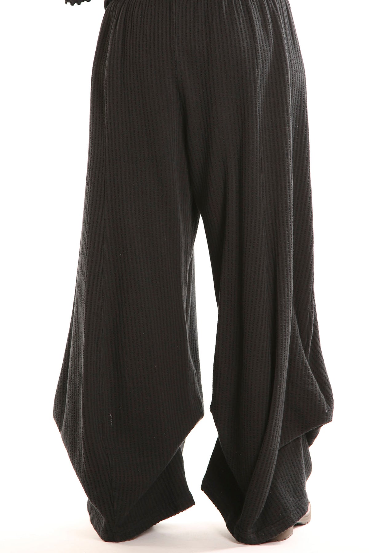 3267 Textured Knit Billow Pants Black UnPrinted
