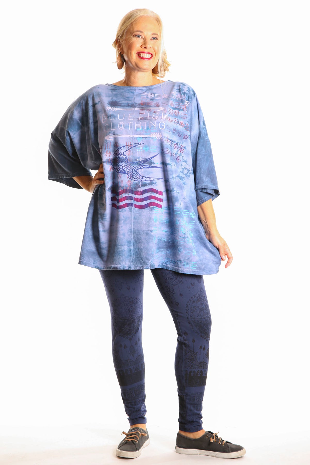 1236 Hand Dyed Line Tunic Printed -Eclipse Journey