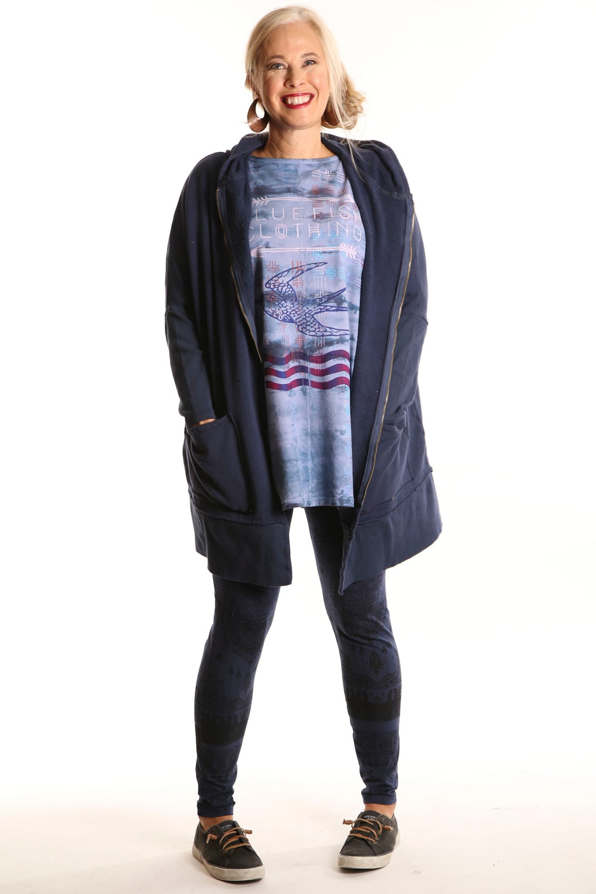 1236 Hand Dyed Line Tunic Printed -Eclipse Journey