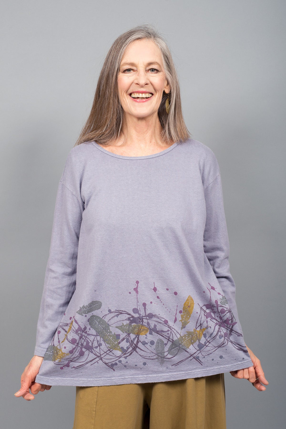 Hemp Cotton Top French Lilac Printed