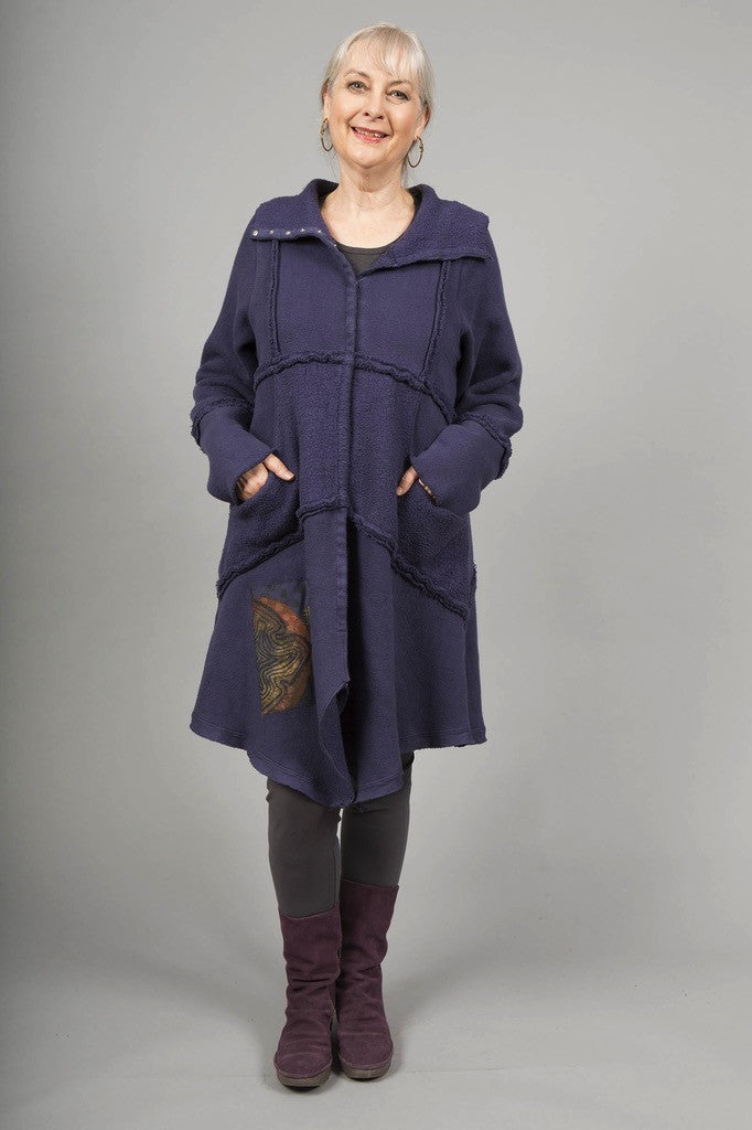 Fleece Sherpa Coat Patched Nightshade-Blue Fish Clothing