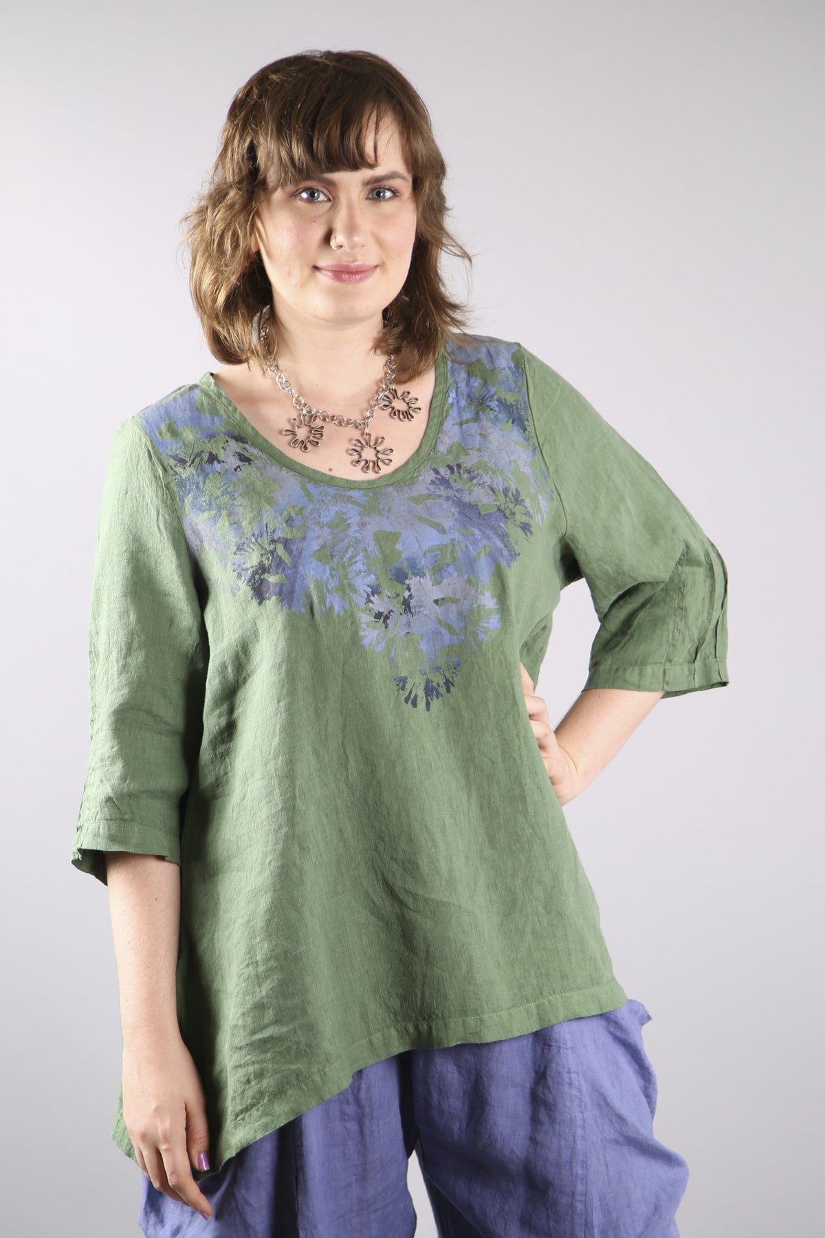 2183 Relaxed Linen Top Seaweed-P